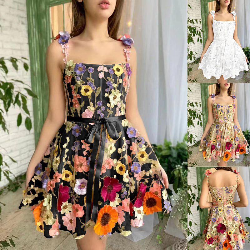 Flower Embroidery Summer Dress